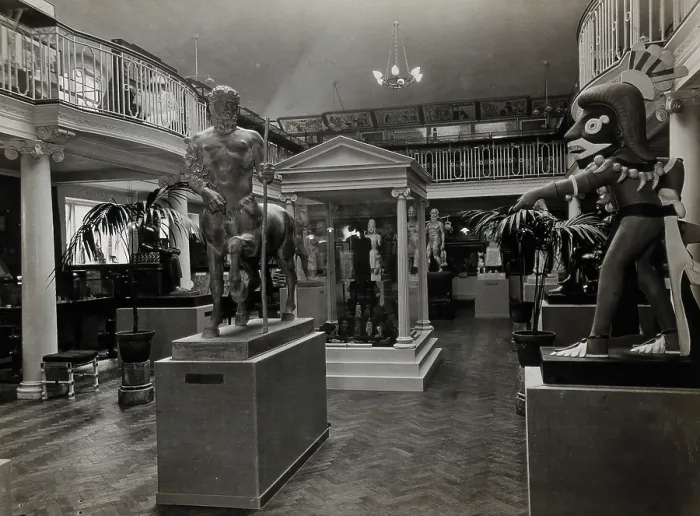 Framed Print : Wellcome Historical Medical Museum, Wigmore Street, London: the galleried Hall of Statuary, c1900s.. Creator: Unknown Framed Print : Wellcome Historical Medical Museum, Wigmore Street, London: the galleried Hall of Statuary, c1900s.. Creator: Unknown