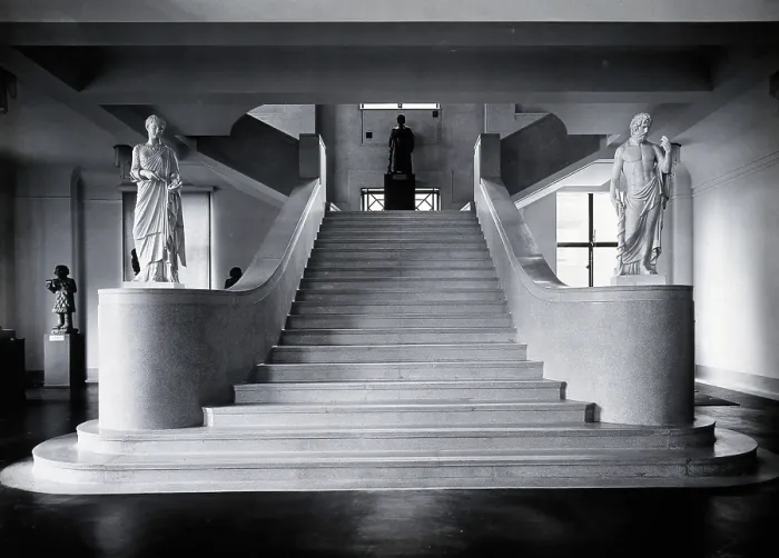 Framed Print : The Wellcome Research Institution's building, Euston Road, London: the stairs... c1930s Framed Print : The Wellcome Research Institution's building, Euston Road, London: the stairs... c1930s