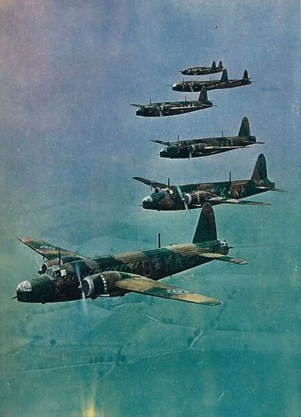 Wellington Bombers in Formation, 1940