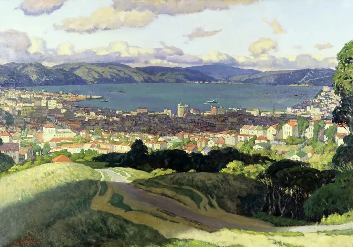 Framed Print : Wellington Harbour, 1936. Creator: Archibald Frank Nicoll Framed Print : Wellington Harbour, 1936. Creator: Archibald Frank Nicoll