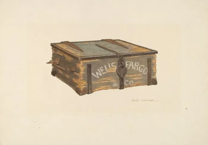 Framed Print : Wells Fargo Gold Box, 1935 / 1942. Creator: Rose Campbell-Gerke Framed Print : Wells Fargo Gold Box, 1935 / 1942. Creator: Rose Campbell-Gerke