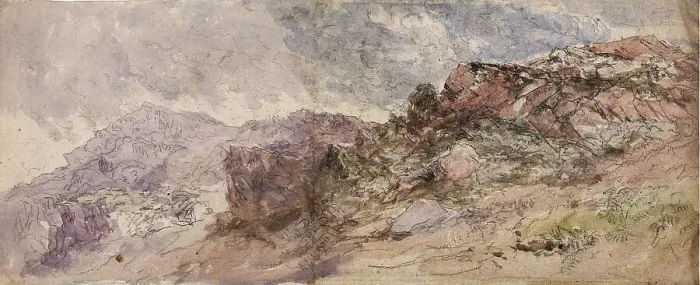 Framed Print : Welsh Crags, 1845-55. Creator: David Cox the Elder Framed Print : Welsh Crags, 1845-55. Creator: David Cox the Elder