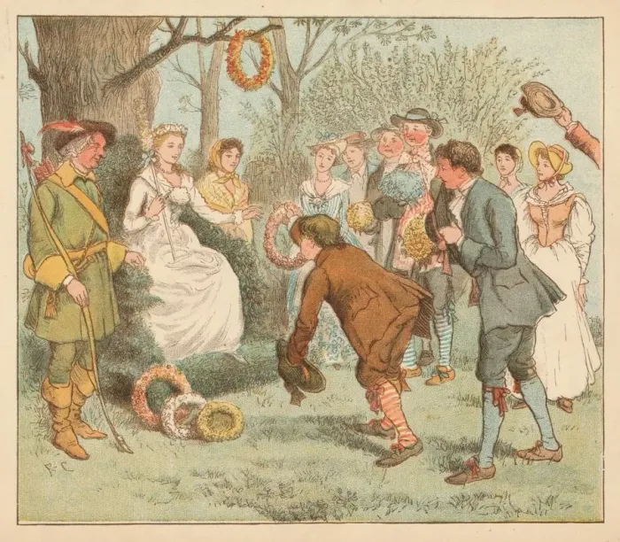 Framed Print : they went to a bower... c1885, (1934). Creator: Randolph Caldecott Framed Print : they went to a bower... c1885, (1934). Creator: Randolph Caldecott