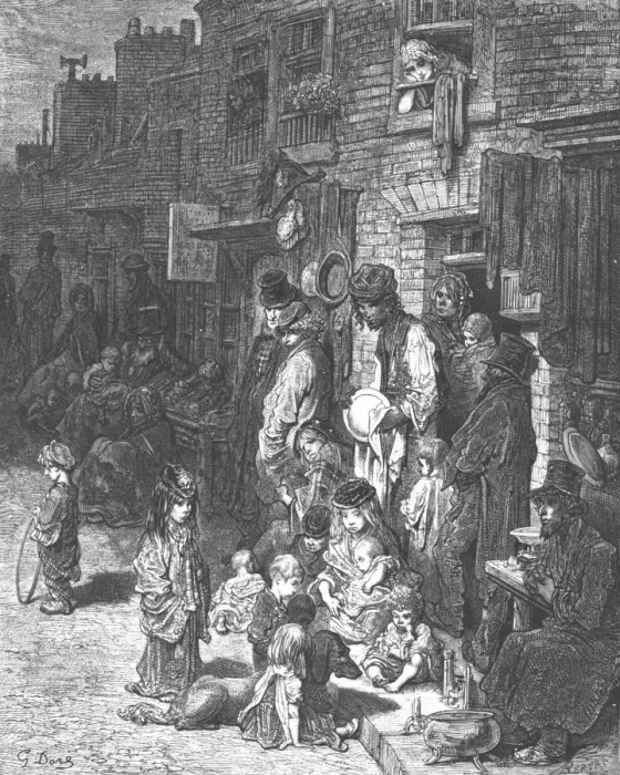 Framed Print : Wentworth Street, Whitechapel, 1872. Creator: Gustave Doré Framed Print : Wentworth Street, Whitechapel, 1872. Creator: Gustave Doré