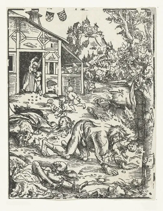 Framed Print : The Werewolf, ca 1510-1515. Creator: Cranach, Lucas, the Elder (1472-1553) Framed Print : The Werewolf, ca 1510-1515. Creator: Cranach, Lucas, the Elder (1472-1553)