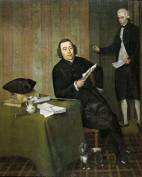 Wernerus Köhne (1725 / 26-88), Notary of Haarlem, with his Clerk Jan Bosch, 1787. Creator: Wybrand Hendriks