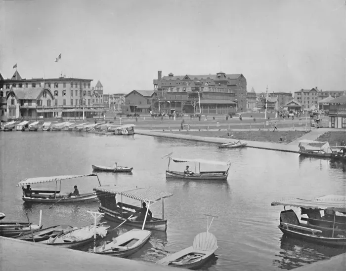 Framed Print : Wesley Lake, Asbury Park, New Jersey, c1897. Creator: Unknown Framed Print : Wesley Lake, Asbury Park, New Jersey, c1897. Creator: Unknown