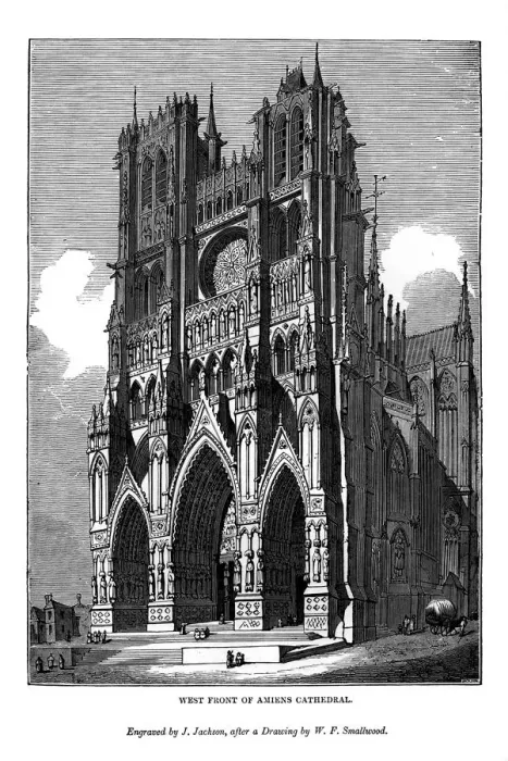 Framed Print : West front of Amiens Cathedral, 1843. Artist: J Jackson Framed Print : West front of Amiens Cathedral, 1843. Artist: J Jackson