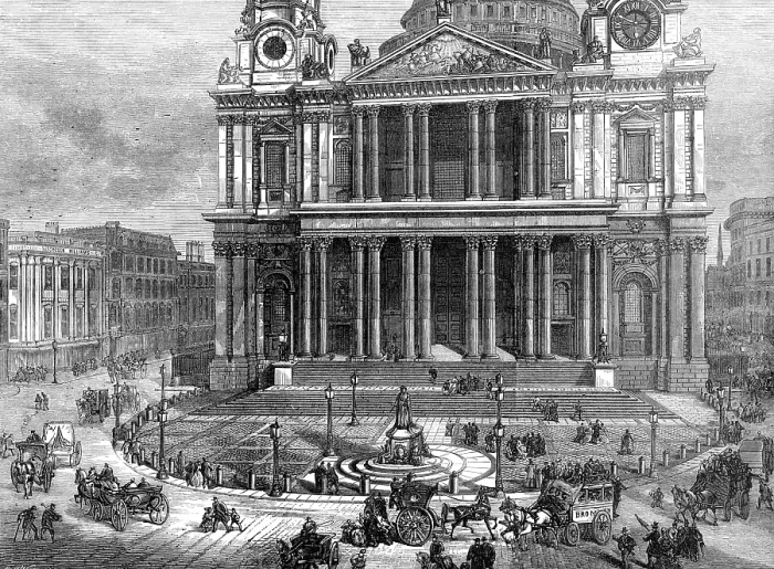 Framed Print : West Area of St. Paul's-Churchyard, as newly arranged, 1874. Creator: Unknown. West Area of St. Paul's-Churchyard, as newly arranged, 1874. Creator: Unknown Framed Print : West Area of St. Paul's-Churchyard, as newly arranged, 1874. Creator: Unknown. West Area of St. Paul's-Churchyard, as newly arranged, 1874. Creator: Unknown