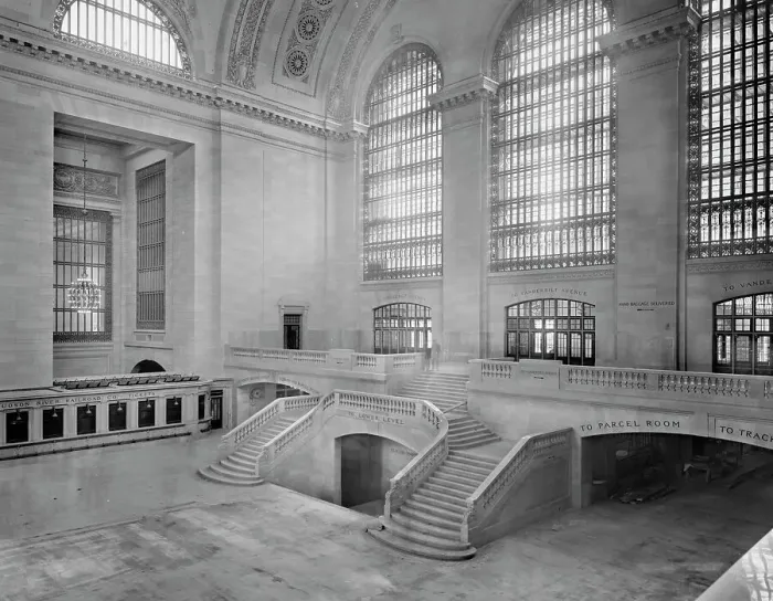 Framed Print : West balcony, main concourse, Grand Central Terminal, N.Y. Central Lines, c.1910-1920. Creator: Unknown Framed Print : West balcony, main concourse, Grand Central Terminal, N.Y. Central Lines, c.1910-1920. Creator: Unknown