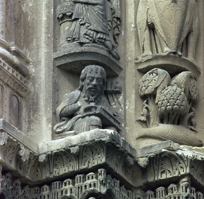 Framed Print : Front west detail of Chartres Cathedral, 12th century