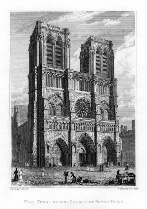 Framed Print : West front of the Church of Notre Dame de Paris, France, 1828. Artist: J Tingle Framed Print : West front of the Church of Notre Dame de Paris, France, 1828. Artist: J Tingle