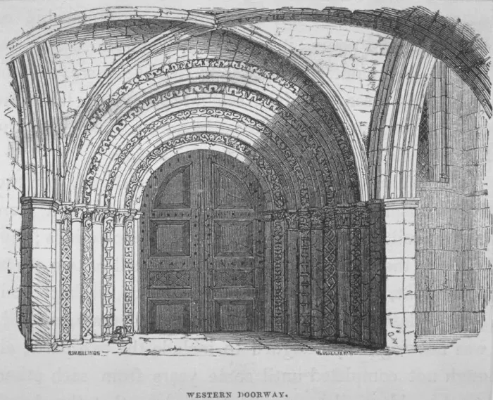 Framed Print : West entrance of Temple Church, City of London, 1835. Artist: Samuel Williams