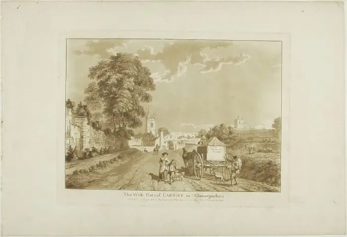 Framed Print : The West Gate of Cardiff in Glamorganshire, 1776. Creator: Paul Sandby Framed Print : The West Gate of Cardiff in Glamorganshire, 1776. Creator: Paul Sandby