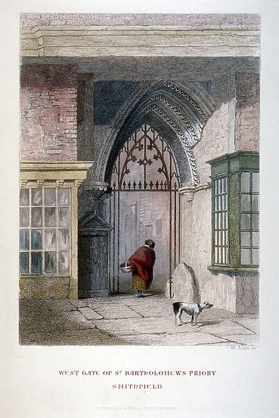 West gate of the old Priory of St Bartholomew-the-great, Smithfield, City of London, 1851