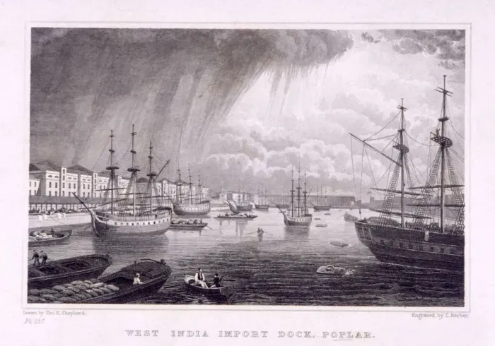 Framed Print : West India Docks, Poplar, London, c1830. Artist: Thomas Barber Framed Print : West India Docks, Poplar, London, c1830. Artist: Thomas Barber