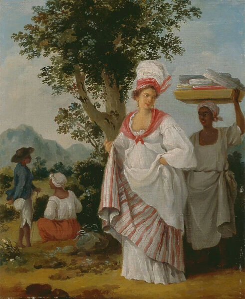 A West Indian Creole Woman Attended by her Black Servant, ca. 1780