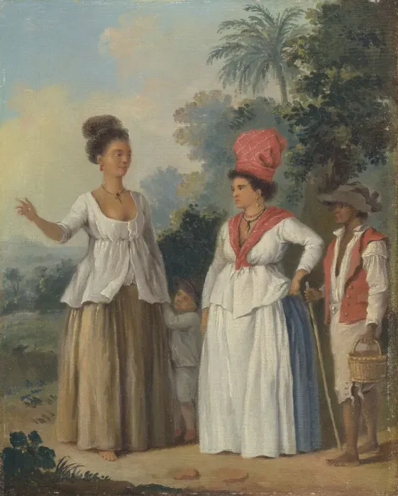 Framed Print : West Indian Women of Color, with a Child and Black Servant, ca. 1780 Framed Print : West Indian Women of Color, with a Child and Black Servant, ca. 1780