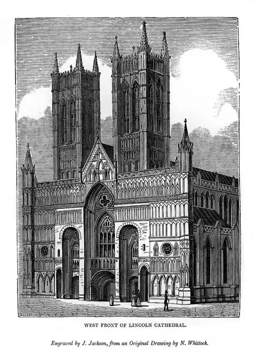 Framed Print : West front of Lincolin Cathedral, 1843. Artist: J Jackson Framed Print : West front of Lincolin Cathedral, 1843. Artist: J Jackson