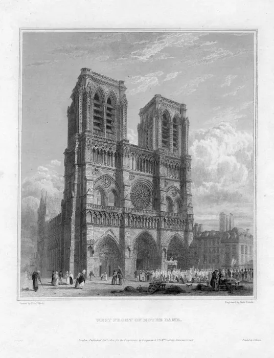 Framed Print : West front of Notre Dame, Paris, France, 1822. Artist: Robert Sands Framed Print : West front of Notre Dame, Paris, France, 1822. Artist: Robert Sands