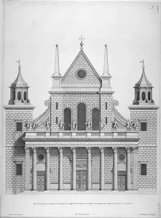 Framed Print : West front of the old St Pauls Cathedral, 1630s (1714). Artist Framed Print : West front of the old St Pauls Cathedral, 1630s (1714). Artist
