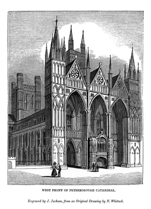 Framed Print : West front of Peterborough Cathedral, 1843. Artist: J Jackson Framed Print : West front of Peterborough Cathedral, 1843. Artist: J Jackson