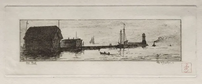 Framed Print : West Pier, Cleveland, 1878. Creator: Otto H. Bacher (American, 1856-1909) Framed Print : West Pier, Cleveland, 1878. Creator: Otto H. Bacher (American, 1856-1909)