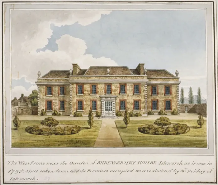 Framed Print : The west front of Shrewsbury House, Isleworth, Middlesex, c1800 Framed Print : The west front of Shrewsbury House, Isleworth, Middlesex, c1800