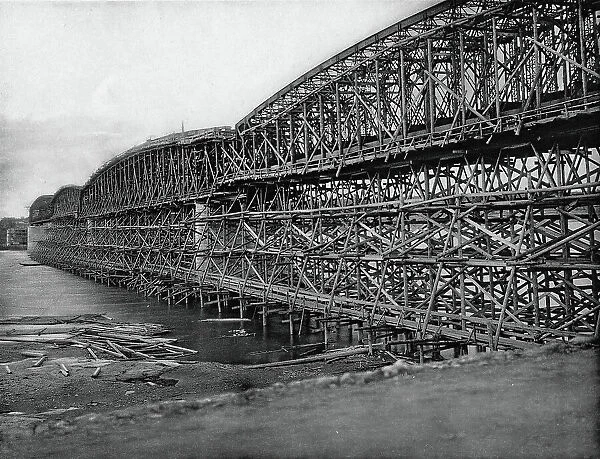 West Siberian Railroad. Building the Bridge Over the Ob River, 1892-1896. Creator: Unknown