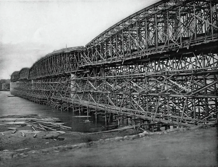 Framed Print : West Siberian Railroad. Building the Bridge Over the Ob River, 1892-1896. Creator: Unknown Framed Print : West Siberian Railroad. Building the Bridge Over the Ob River, 1892-1896. Creator: Unknown
