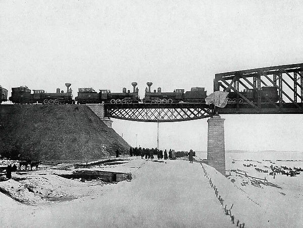 West-Siberian Railroad. Testing the First Section of the Bridge Across the Irtysh River, 1892-1896. Creator: Unknown