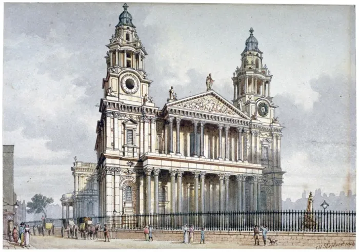 Framed Print : West front of St Pauls Cathedral, City of London, 1814 Framed Print : West front of St Pauls Cathedral, City of London, 1814