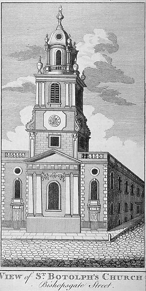 West view of the Church of St Botolph without Bishopsgate, City of London, 1750. Artist