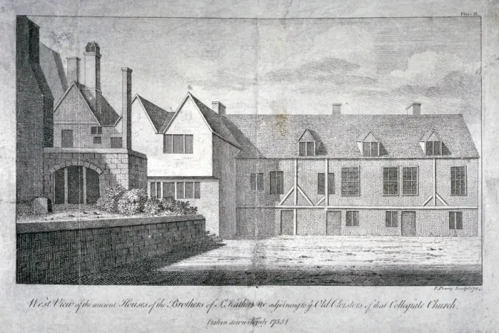 Framed Print : West view of the Church of St Katherine by the Tower, Stepney, London, 1764. Artist Framed Print : West view of the Church of St Katherine by the Tower, Stepney, London, 1764. Artist