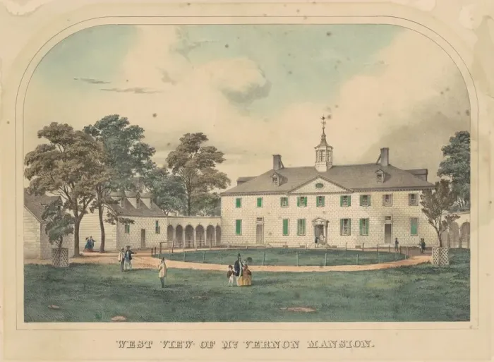 Framed Print : West View of Mount Vernon Mansion, c. 1860. Creator: Unknown Framed Print : West View of Mount Vernon Mansion, c. 1860. Creator: Unknown