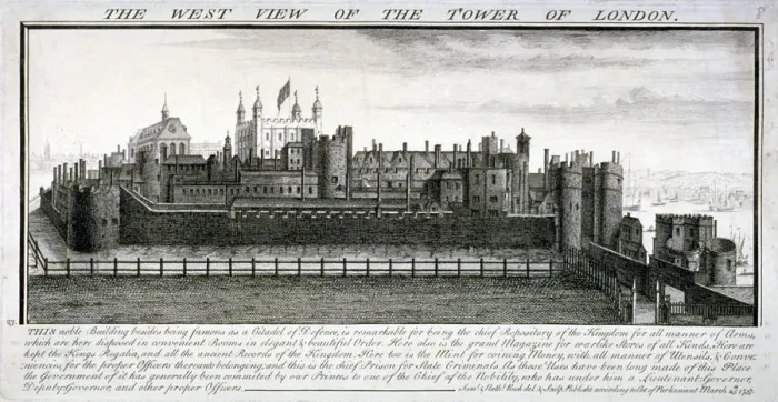 Framed Print : West view of the Tower of London, with a description, 1737. Artist: Samuel Buck Framed Print : West view of the Tower of London, with a description, 1737. Artist: Samuel Buck
