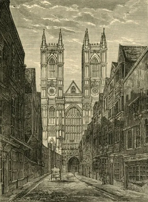 Framed Print : West Front of Westminster Abbey, from Tothill Street, (1881). Creator: Unknown Framed Print : West Front of Westminster Abbey, from Tothill Street, (1881). Creator: Unknown