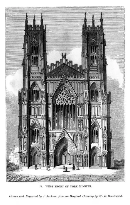 Framed Print : West front of York Minster, c1820-1830 (1843). Artist: J Jackson Framed Print : West front of York Minster, c1820-1830 (1843). Artist: J Jackson