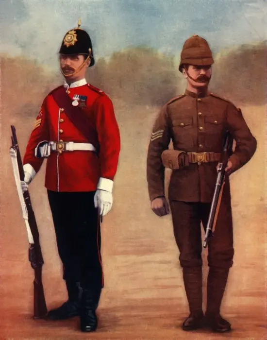 Framed Print : West Yorkshire Regiment (Colour-Sergeant) and Yorkshire Regiment (Sergeant), 1900 Framed Print : West Yorkshire Regiment (Colour-Sergeant) and Yorkshire Regiment (Sergeant), 1900