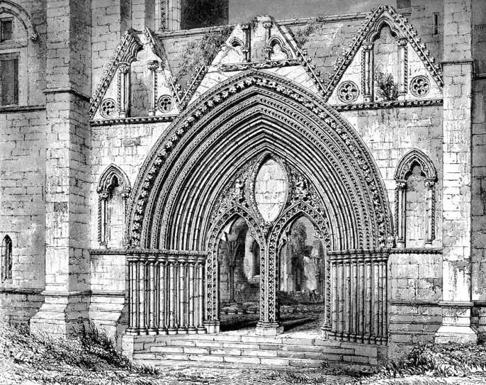 Framed Print : Western doorway of Elgin Cathedral, Elgin, Moray, Scotland, 1908-1909 Framed Print : Western doorway of Elgin Cathedral, Elgin, Moray, Scotland, 1908-1909