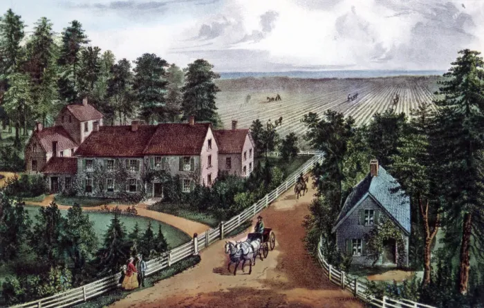 Framed Print : The Western Farmers Home, 1871. Artist: Currier and Ives Framed Print : The Western Farmers Home, 1871. Artist: Currier and Ives