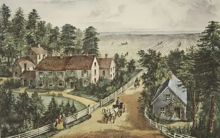 Framed Print : The Western Farmers Home, pub. 1871, Currier & Ives (Colour Lithograph) Framed Print : The Western Farmers Home, pub. 1871, Currier & Ives (Colour Lithograph)
