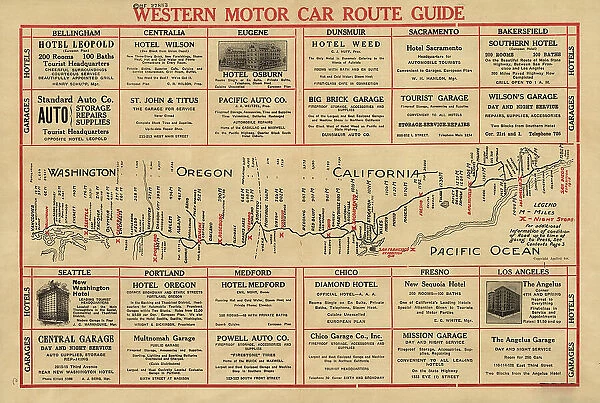 Western motor car route guide, (1915?). Creator: Unknown