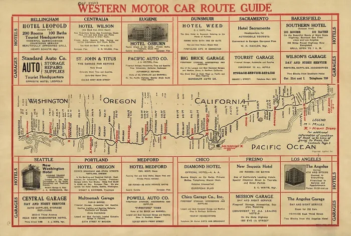 Framed Print : Western motor car route guide, (1915?). Creator: Unknown Framed Print : Western motor car route guide, (1915?). Creator: Unknown