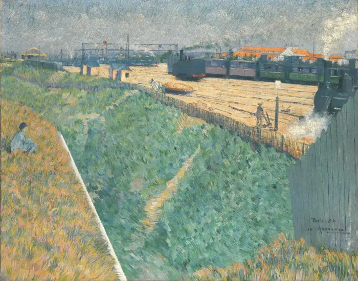 Framed Print : The Western Railway at its Exit from Paris, 1886. Artist: Angrand, Charles (1854-1926) Framed Print : The Western Railway at its Exit from Paris, 1886. Artist: Angrand, Charles (1854-1926)