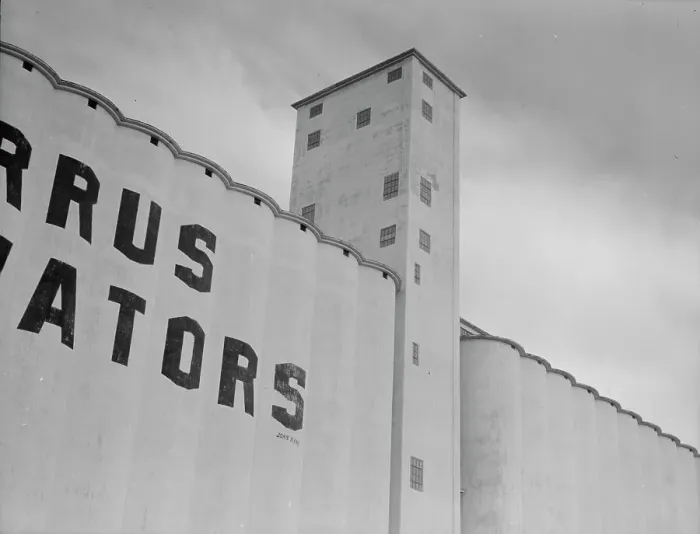 Framed Print : Western Texas grain elevator, 1937. Creator: Dorothea Lange Framed Print : Western Texas grain elevator, 1937. Creator: Dorothea Lange