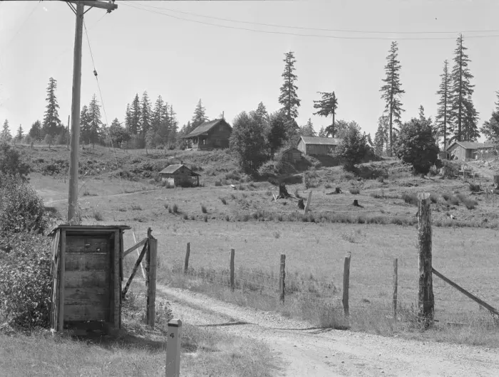 Framed Print : Western Washington stump farm, near Vader, Lewis County, Washington, 1939. Creator: Dorothea Lange
