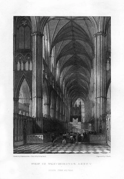 Westminster Abbey from the altar, London, 19th century. Artist: J Woods