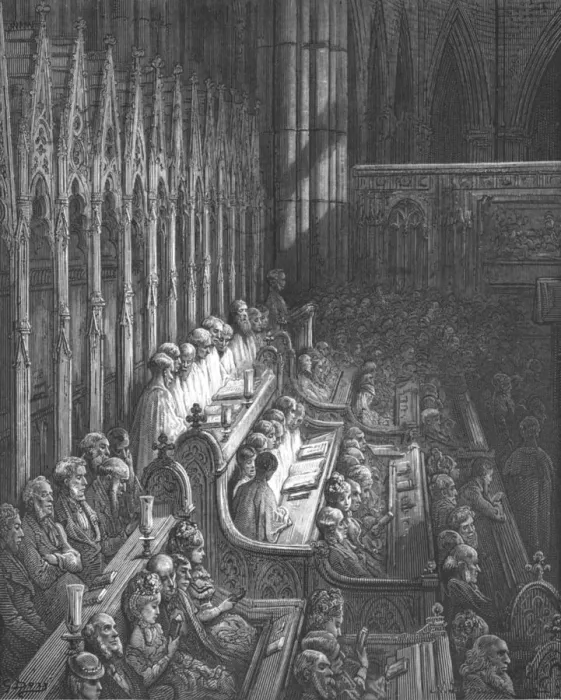 Framed Print : Westminster Abbey - The Choir, 1872. Creator: Gustave Doré