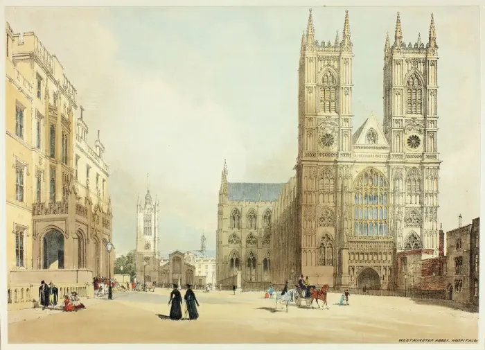 Framed Print : Westminster Abbey, Hospital and Company, plate seven from Original Views of London as It Framed Print : Westminster Abbey, Hospital and Company, plate seven from Original Views of London as It